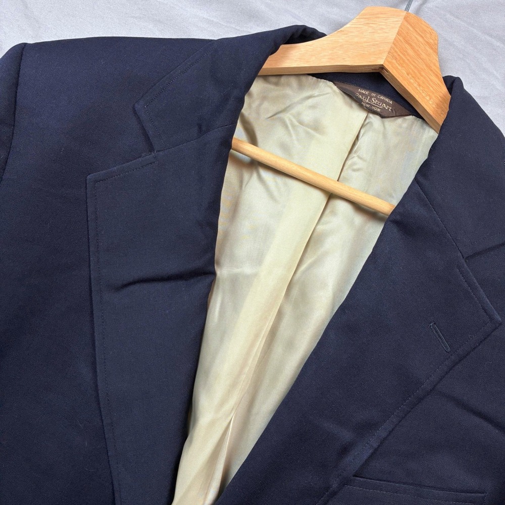 Paul Stuart Navy Blazer 44R Blue Gold Button Wool Sport Coat Classic Canada